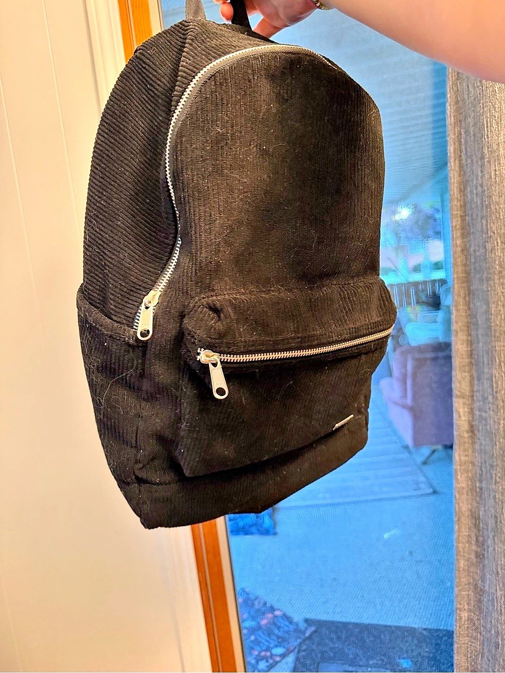 Victoria’s Secret Black Corduroy Backpack